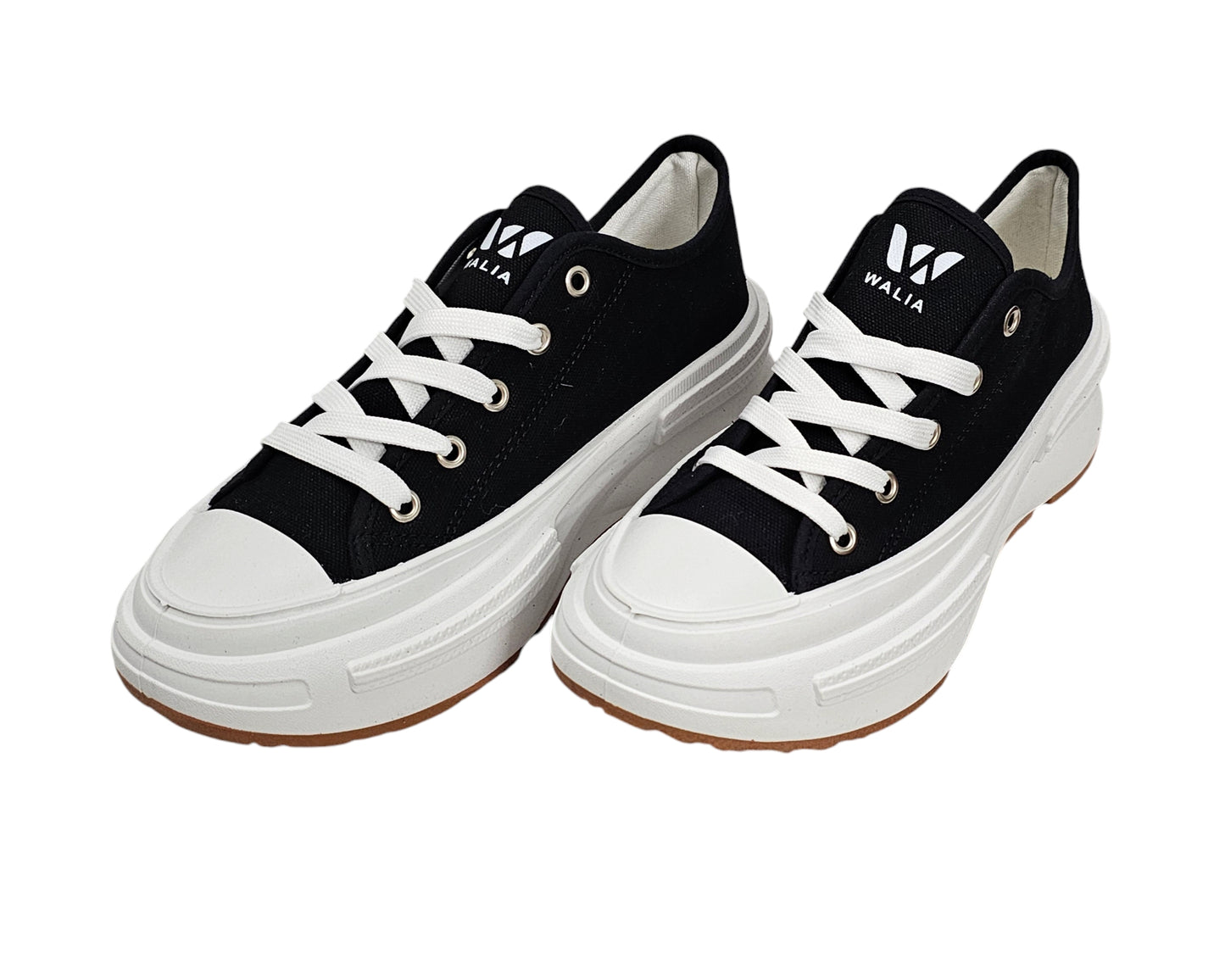 Walia Black Women's Canvas Sneakers with Chunky Sole