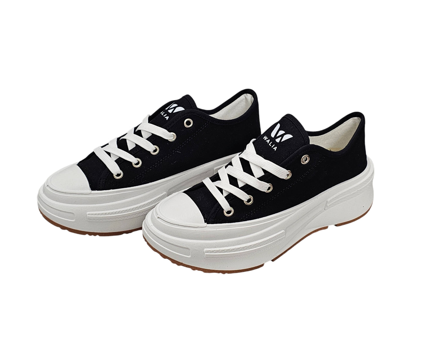 Walia Black Women's Canvas Sneakers with Chunky Sole