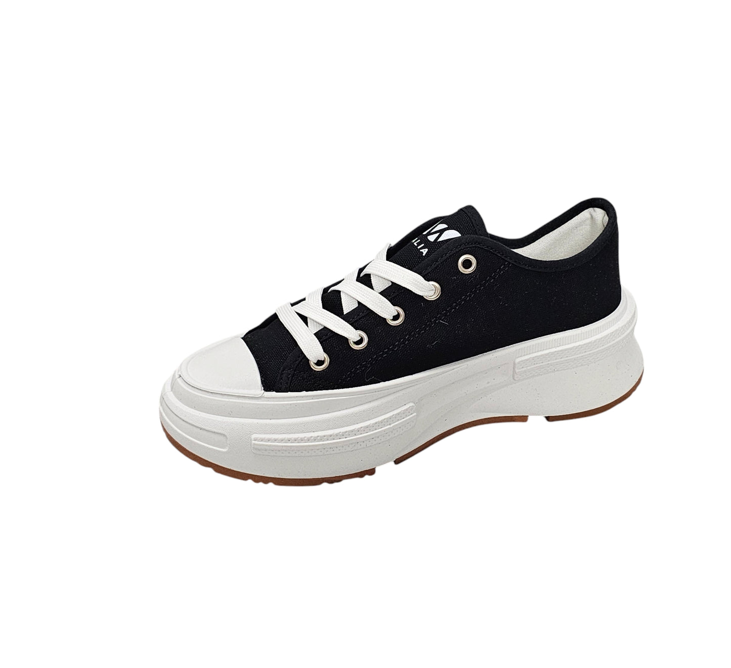 Walia Black Women's Canvas Sneakers with Chunky Sole