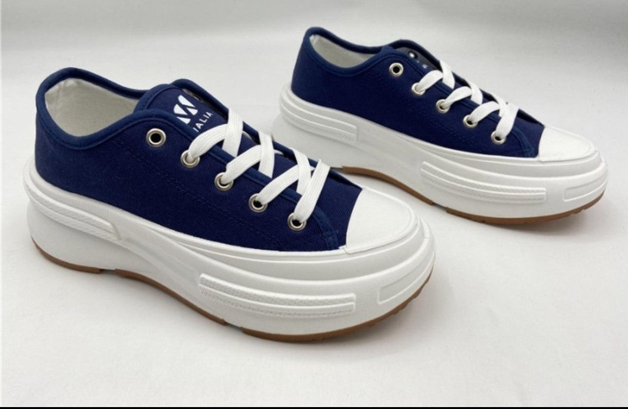 Walia Navy Women's Canvas Sneakers with Chunky Sole