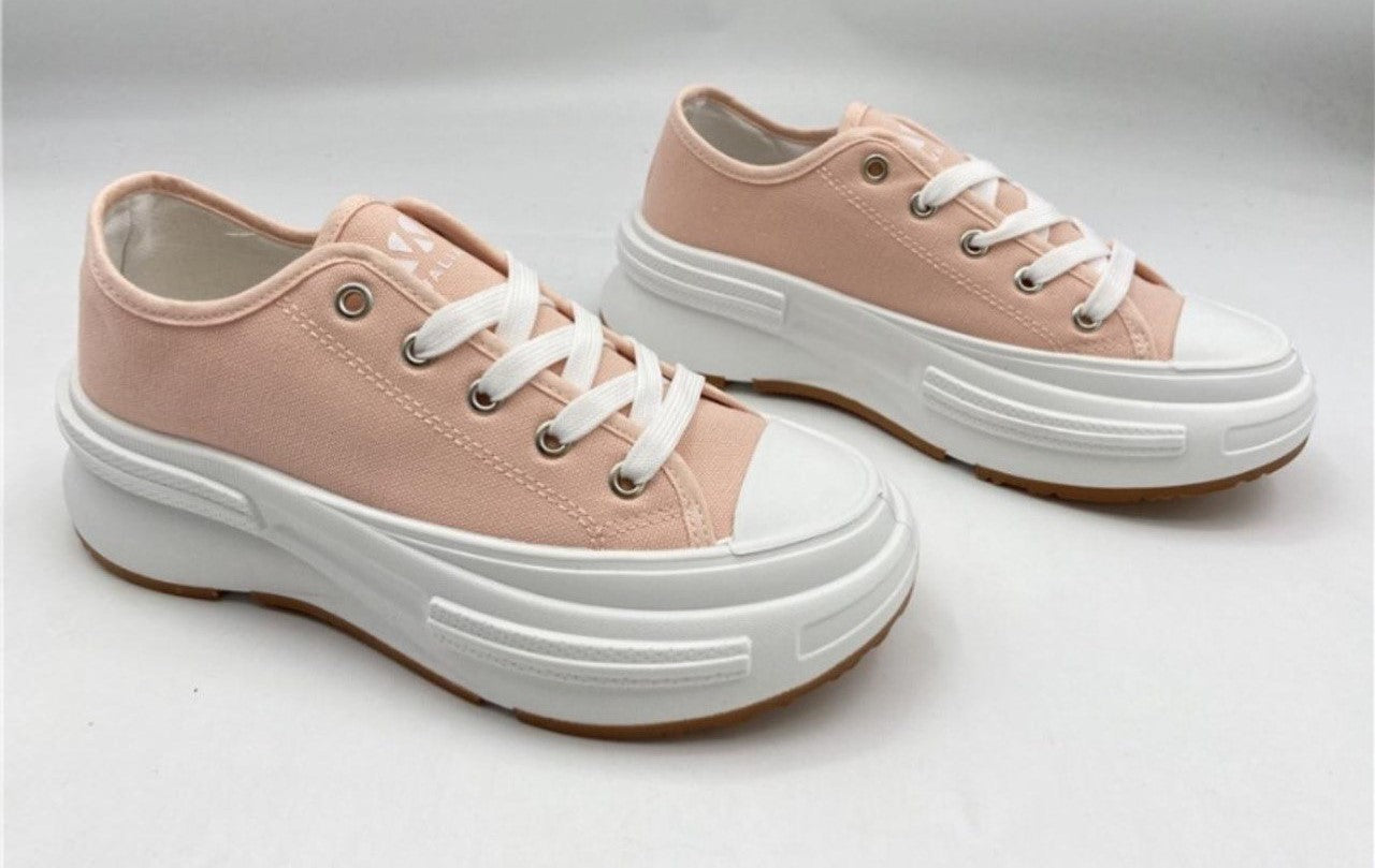 Walia Pink Women's Canvas Sneakers with Chunky Sole