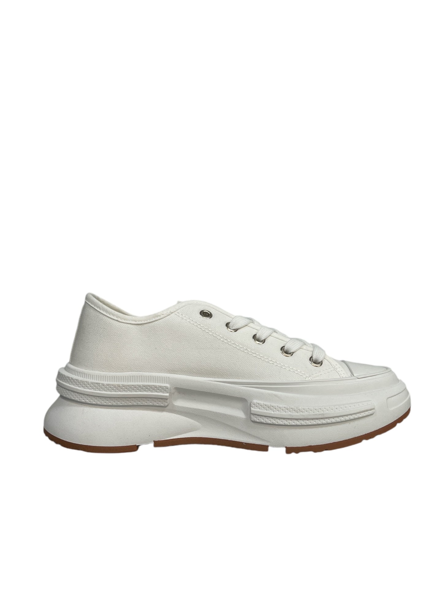 Walia White Women's Canvas Sneakers with Chunky Sole