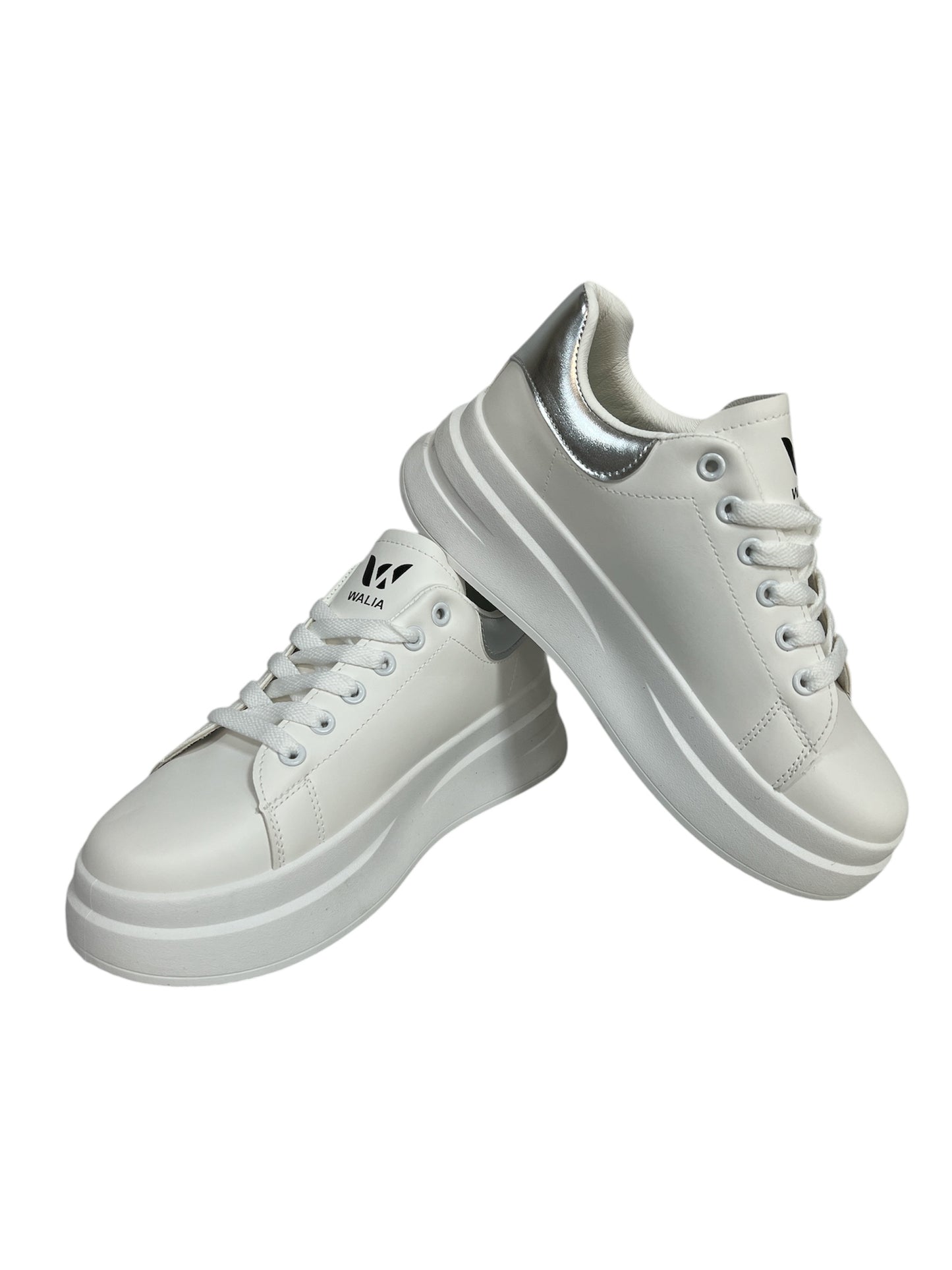 Walia Women's Casual Sneakers with light gray text, Lace-up, White, 'C'est la Vie' Text