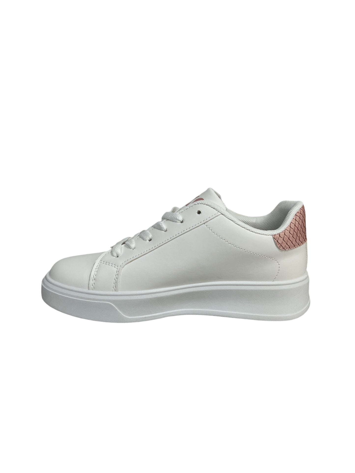 Walia Classic White-Pink Sneakers, Low-Top Lace-Up, Platform Sole, Casual Athletic Fashion