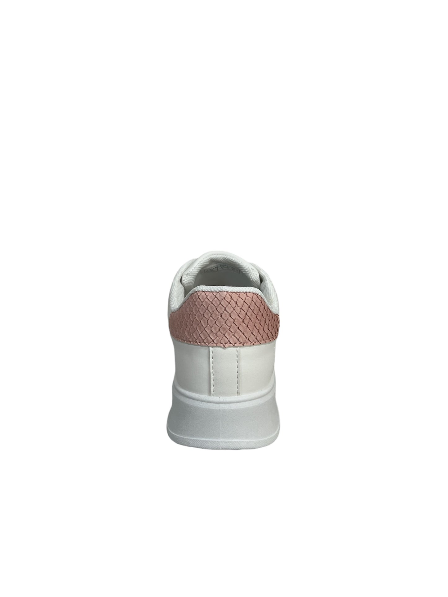 Walia Classic White-Pink Sneakers, Low-Top Lace-Up, Platform Sole, Casual Athletic Fashion