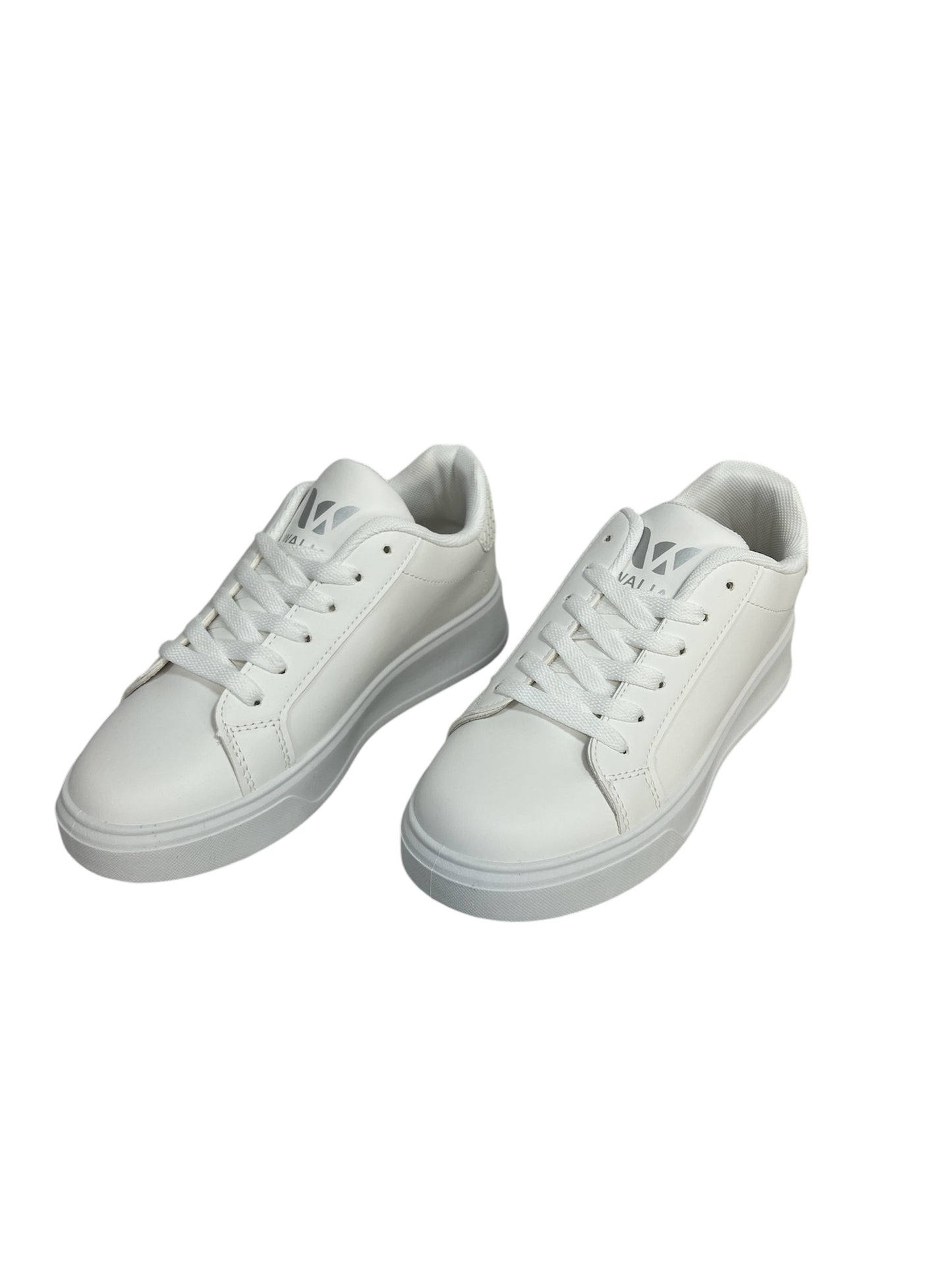 Walia Classic White Sneakers, Low-Top Lace-Up, Platform Sole, Casual Athletic Fashion
