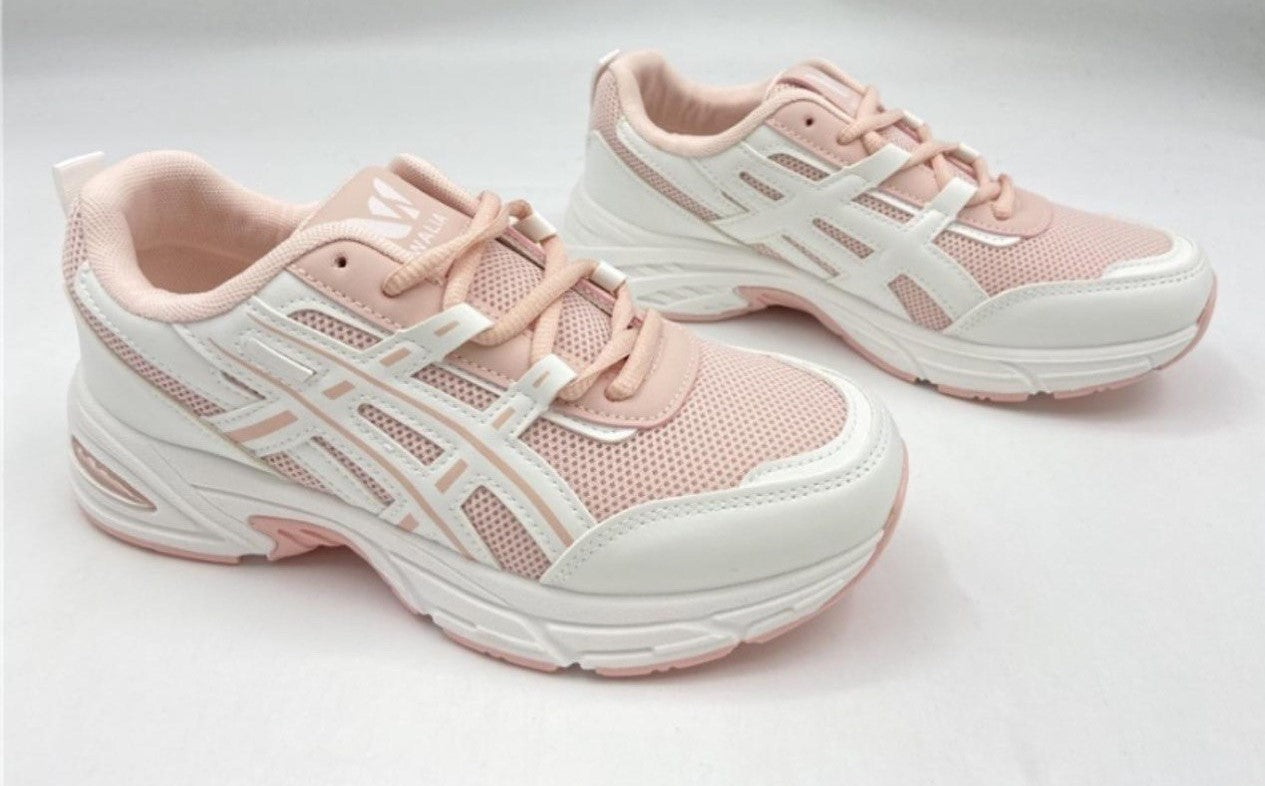 Walia Pink Athletic Running Shoes, Mesh Upper, White Sole, Cushioned Training Sneakers
