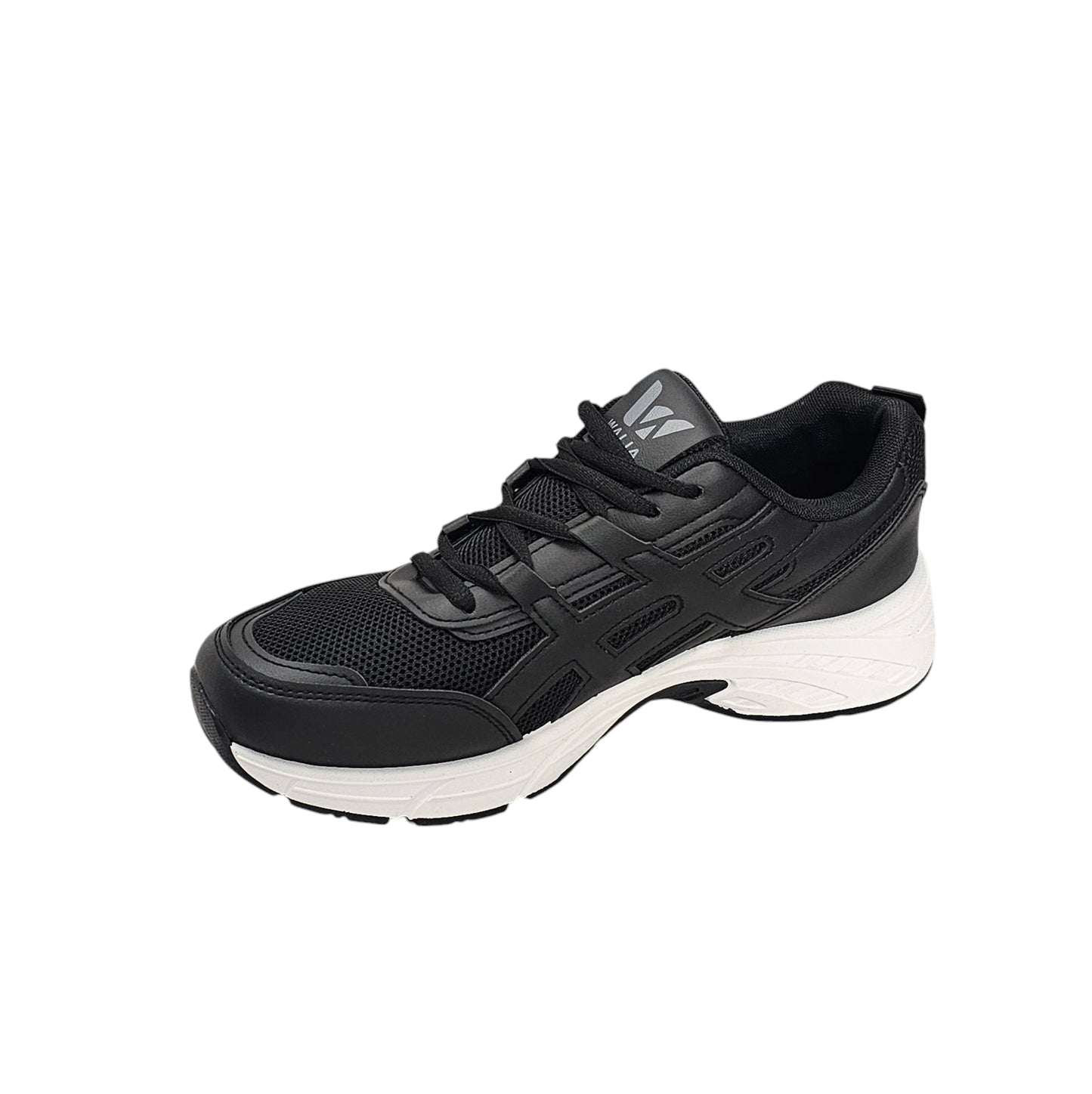 Walia Black Athletic Running Shoes, Mesh Upper, White Sole, Cushioned Training Sneakers