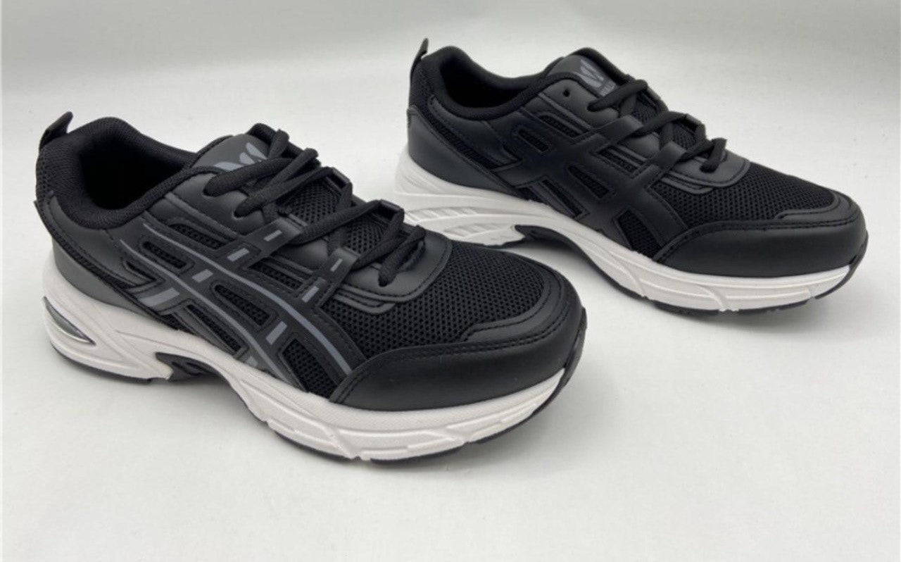 Walia Black Athletic Running Shoes, Mesh Upper, White Sole, Cushioned Training Sneakers