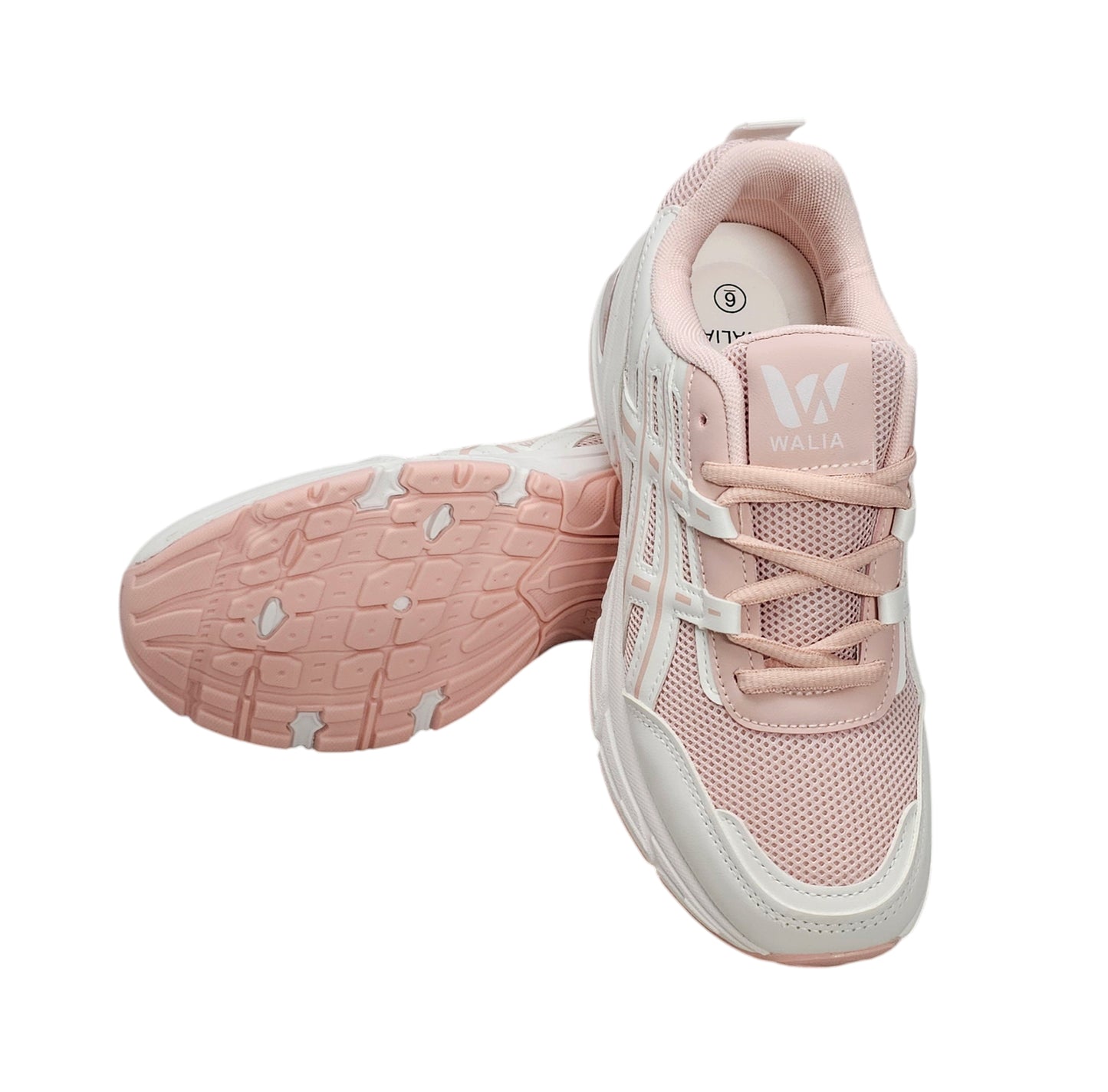 Walia Pink Athletic Running Shoes, Mesh Upper, White Sole, Cushioned Training Sneakers