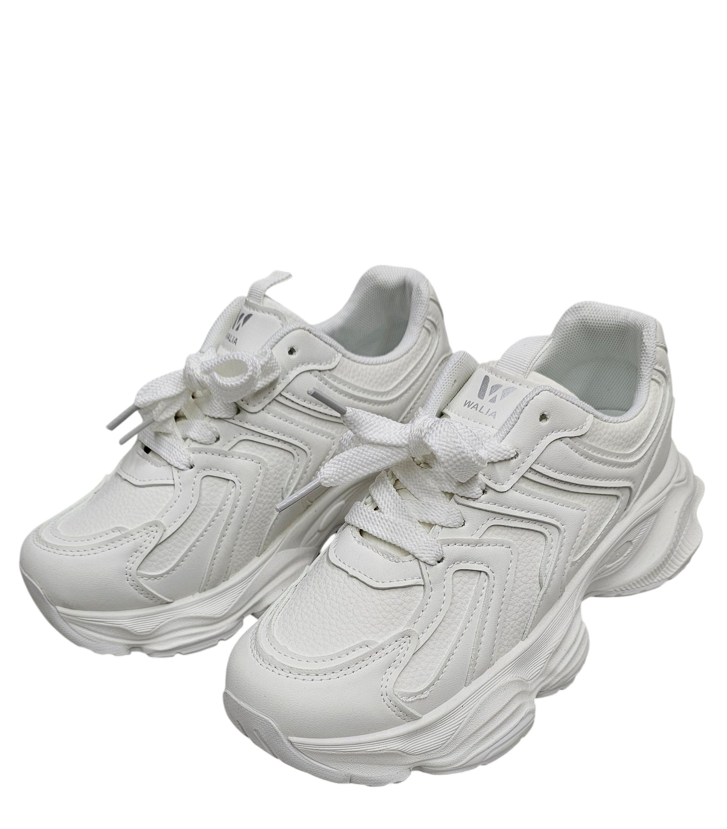 Walia White Chunky Platform Sneakers, High Platform Fashion Shoes, Lace-up Comfort