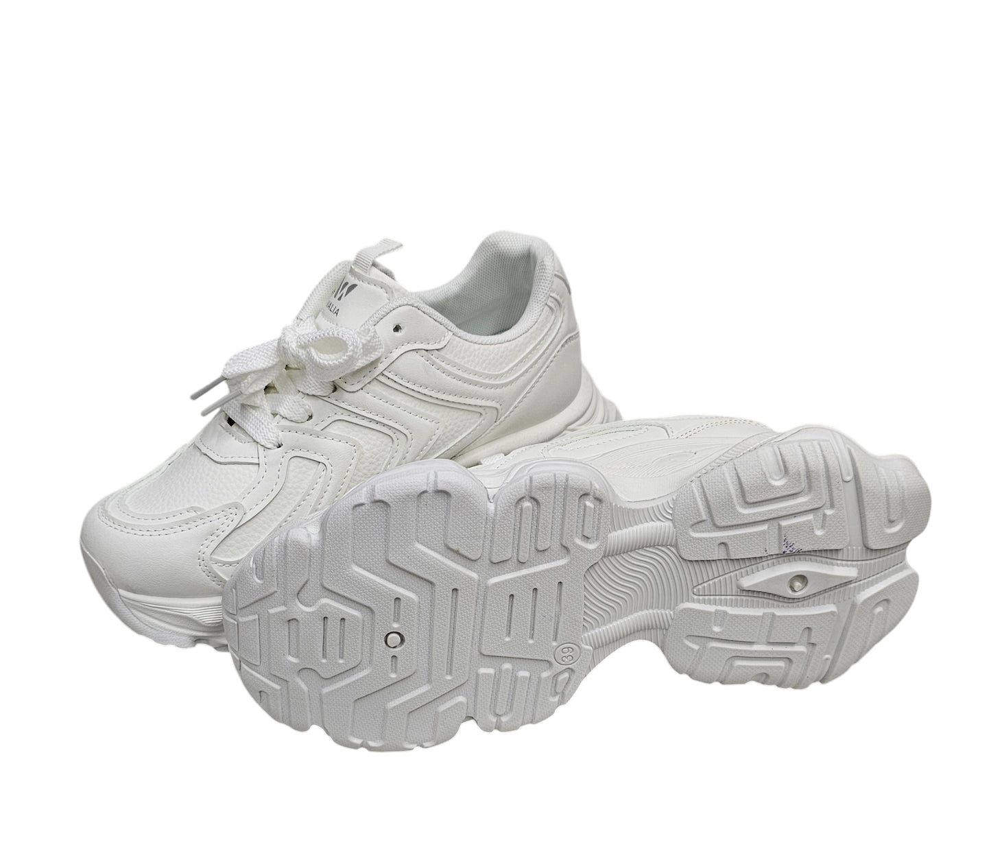 Walia White Chunky Platform Sneakers, High Platform Fashion Shoes, Lace-up Comfort