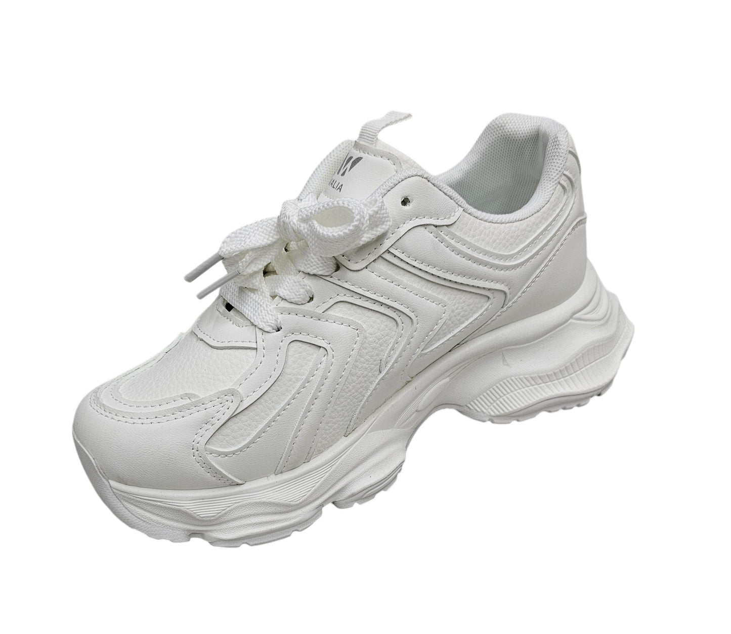 Walia White Chunky Platform Sneakers, High Platform Fashion Shoes, Lace-up Comfort